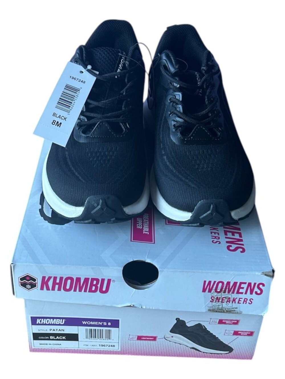 Khombu Women's Sneaker lightweight Memory Foam Black Size 8